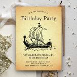 Vintage Viking Ship Birthday Party Invitation<br><div class="desc">Invite your guests with this vintage birthday party invitation featuring a beautiful ship and elegant typography against a vintage parchment background. Simply add your event details on this easy-to-use template to make it a one-of-a-kind invitation.</div>