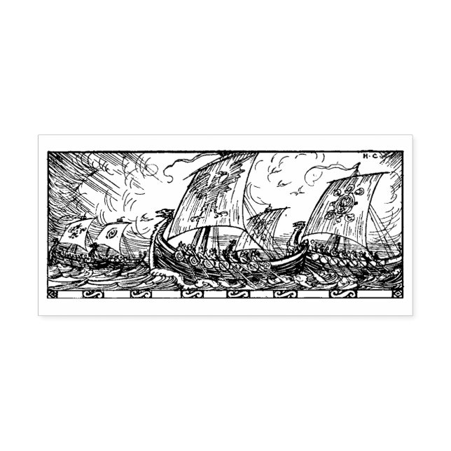 Vintage Viking Ships Rubber Stamp (Imprint)