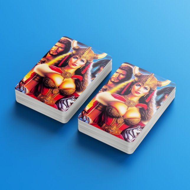 Vintage Viking Warrior Woman Playing Cards (Creator Uploaded)