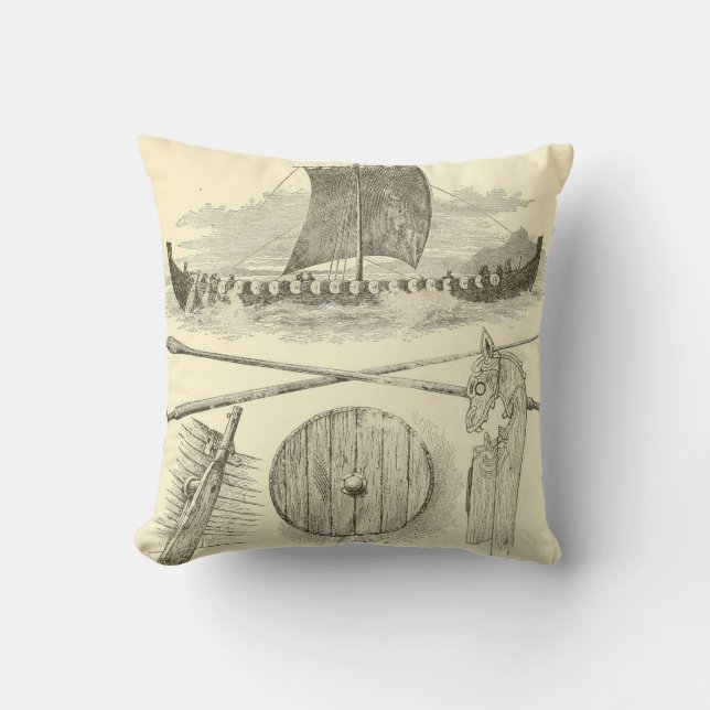 Vintage Vikings Artwork and Illustrations Cushion (Front)