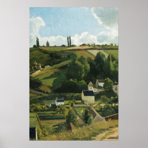 Vintage Village Landscape Painting Poster