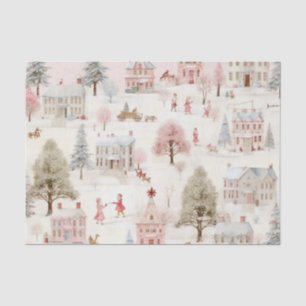 Vintage Village Pink Christmas  Tissue Paper