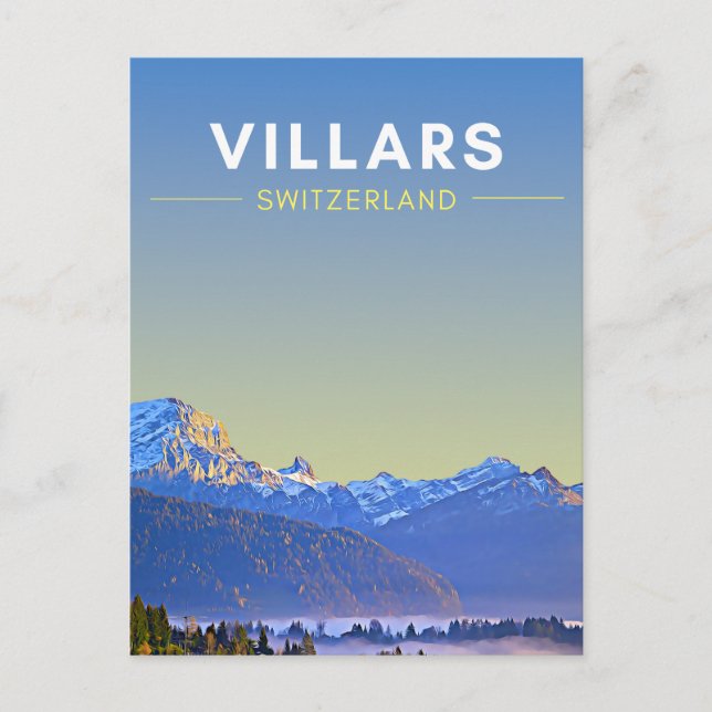 Vintage Villars Switzerland Travel Postcard (Front)