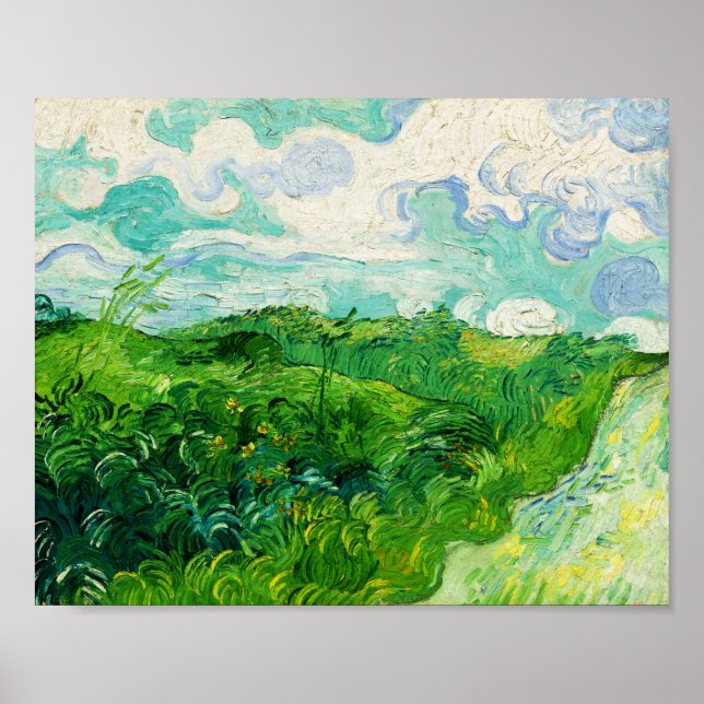 Vintage Vincent Van Gogh Green Wheat Fields Poster (Front)