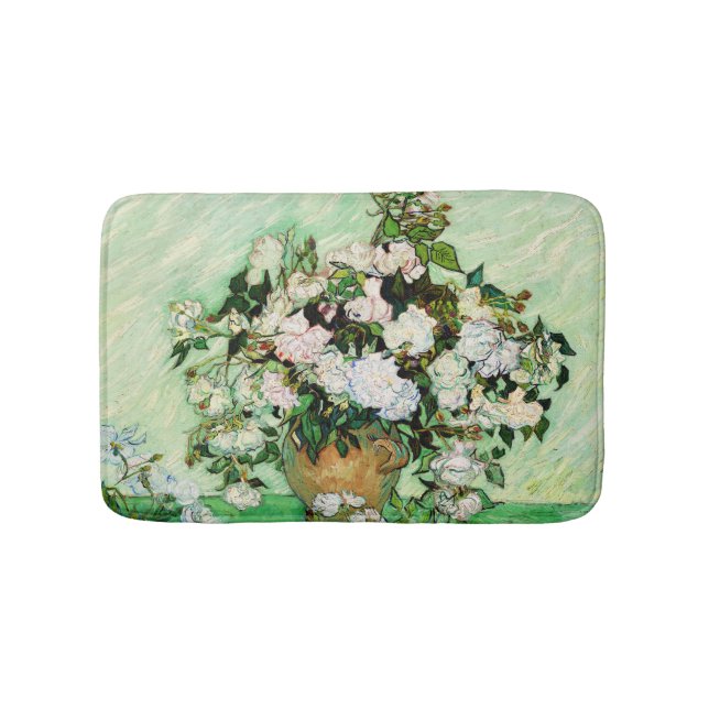 Vintage Vincent Van Gogh Roses (1890) Bath Mat (Front)