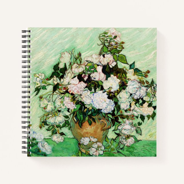 Vintage Vincent Van Gogh Roses (1890) Notebook (Front)