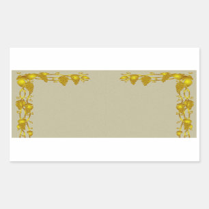 Vintage Vine and Grapes Gold Border Sticker