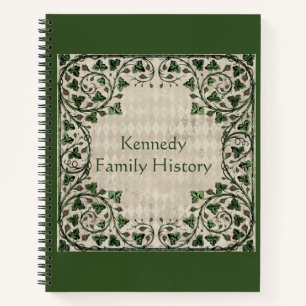 Vintage Vine Frame Green Family History Custom  Notebook