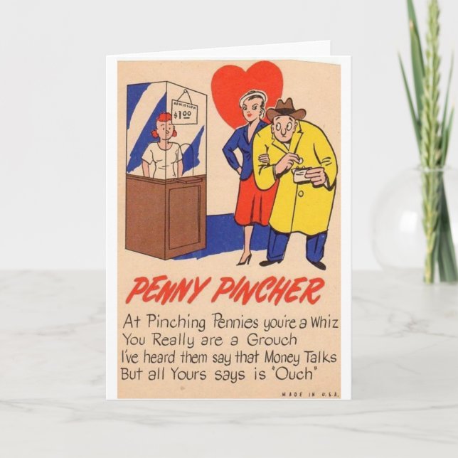 Vintage Vinegar Valentine - Penny Pincher, Holiday Card (Front)