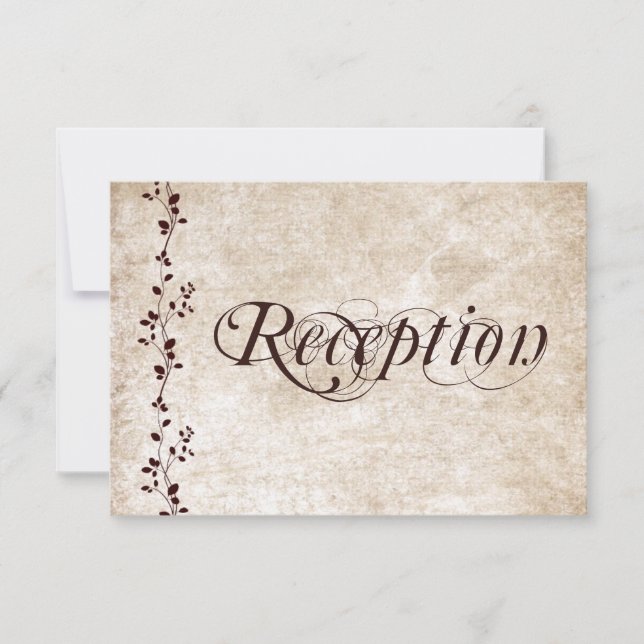 Vintage Vines Elegant Wedding Reception Cards (Front)