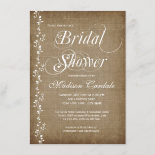 Vintage Vines Rustic Bridal Shower Invitations