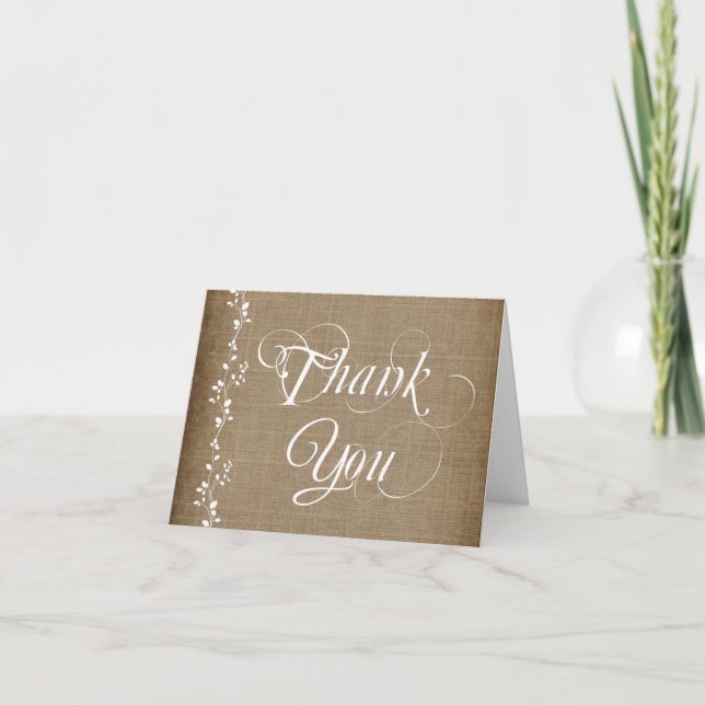 Vintage Vines Rustic Wedding Thank You Cards (Front)
