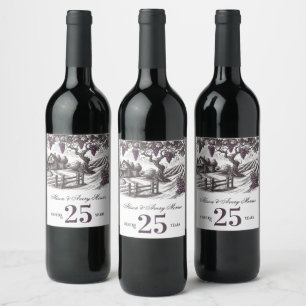 Vintage Vineyard Anniversary Party Wine Label