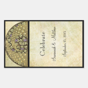 Vintage Vineyard Arch Anrt Nourveau Peacock Rectangular Sticker