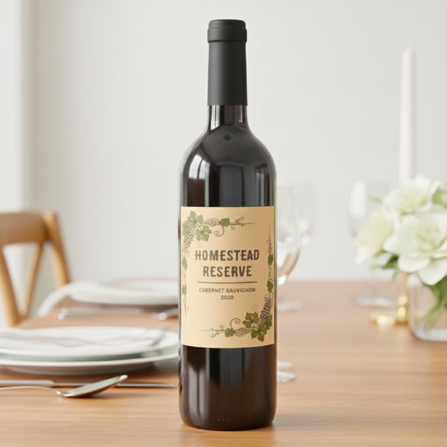 Vintage Vineyard Border Wine Label (Creator Uploaded)