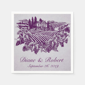 Vintage Vineyard Grapes Purple Reception Napkins