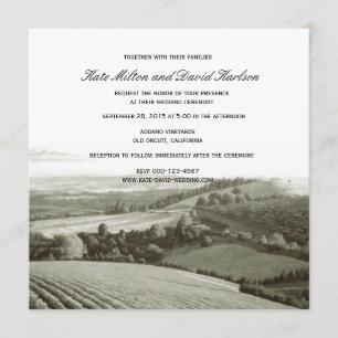 Vintage Vineyard Landscape Winery Wedding Invite