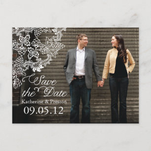Vintage Vineyard Photo Save the Date Postcard Grey
