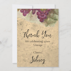 Vintage Vineyard Wine Theme Birthday Elegant Thank You Card