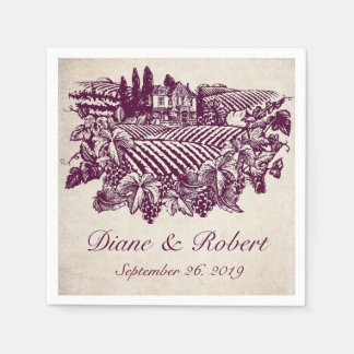Vintage Vineyard Winery Burgundy Custom Wedding Napkin