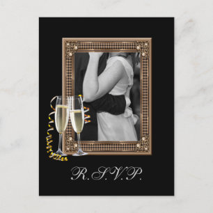 Vintage Vintage Champagne glasses Wedding RSVP Invitation Postcard