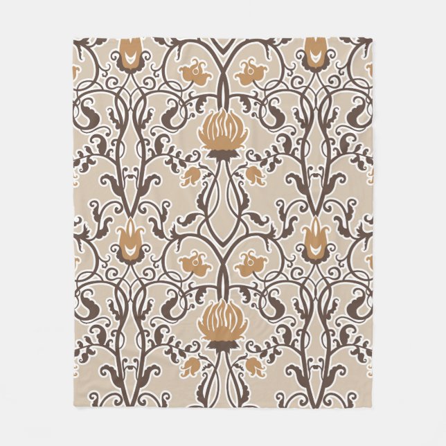 Vintage vintage seamless flower pattern fleece blanket (Front)