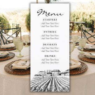 Vintage Vinyard Minimalist Rustic Wedding Menu