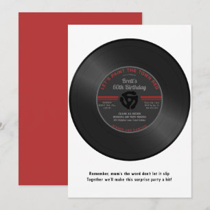 Vintage Vinyl 45 Record Surprise Birthday Invitati Invitation