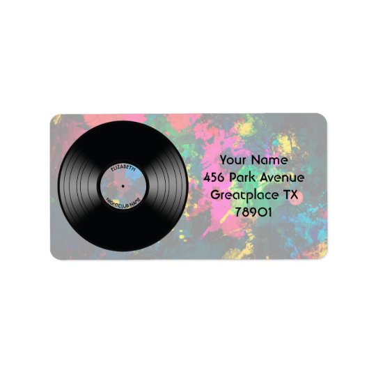 Vintage Vinyl Music Record Nightclub Or Dance Fan Address Label