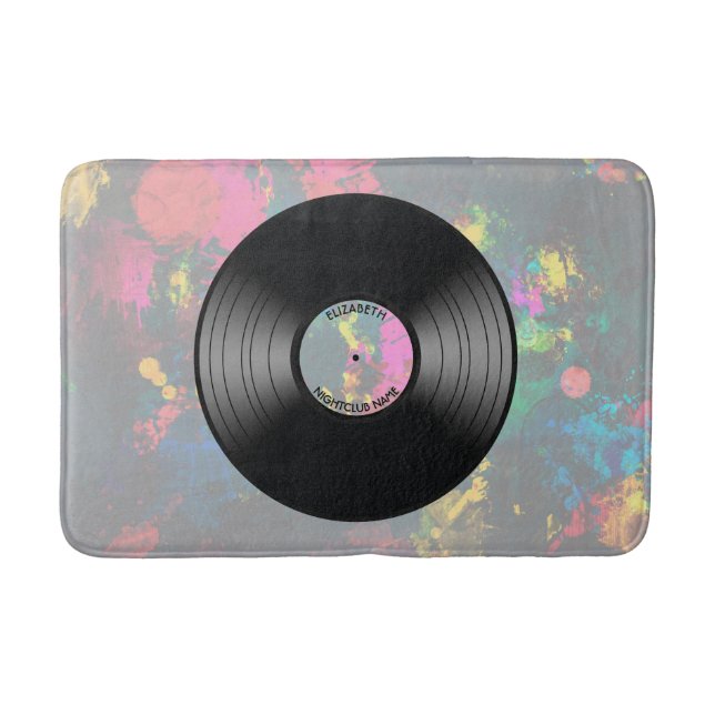 Vintage Vinyl Music Record Nightclub Or Dance Fan Bath Mat (Front)