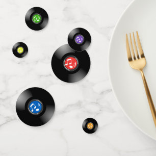 Vintage Vinyl Record Albums Design Table Confetti