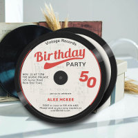 Vintage Vinyl Record Black White Red 50th Birthday