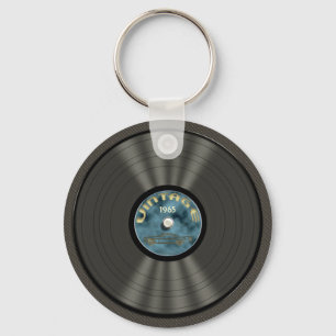 Vintage Vinyl Record (blue) Keychain