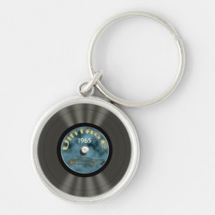 Vintage Vinyl Record (blue) Premium Keychain