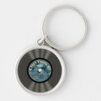 Vintage Vinyl Record (blue) Premium Keychain