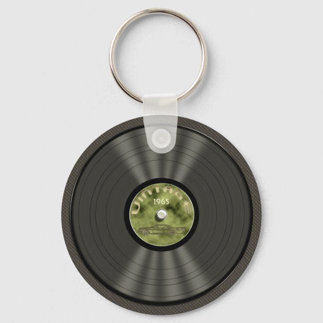 Vintage Vinyl Record (green) Keychain (Front)