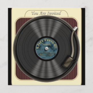 Vintage Vinyl Record Party Invitations