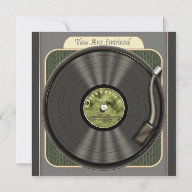 Vintage Vinyl Record Party Invitations (Front)