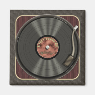 Vintage Vinyl Record Square Magnet