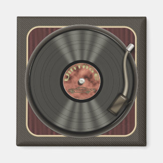 Vintage Vinyl Record Square Magnet