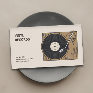 Vintage Vinyl Record Turntable Business Card