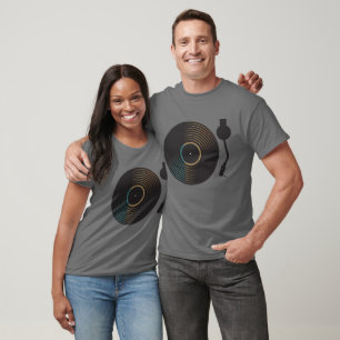 Vintage Vinyl Record Turntable Minimalist Music T-Shirt