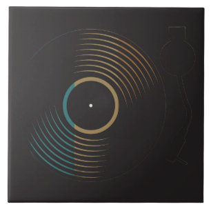 Vintage Vinyl Record Turntable Minimalist Music Tile