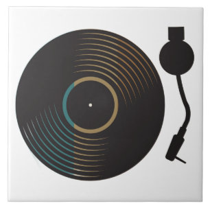 Vintage Vinyl Record Turntable Minimalist Music Tile