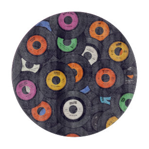 Vintage Vinyl Records Music Background Cutting Board