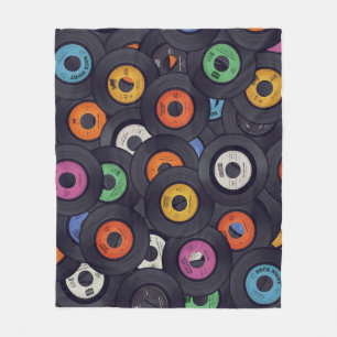 Vintage Vinyl Records Music Background Fleece Blanket