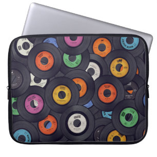 Vintage Vinyl Records Music Background Laptop Sleeve