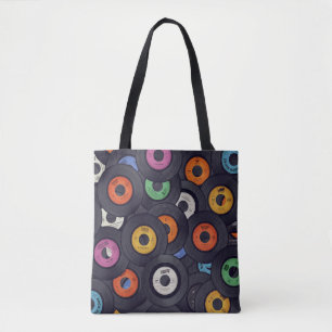 Vintage Vinyl Records Music Background Tote Bag