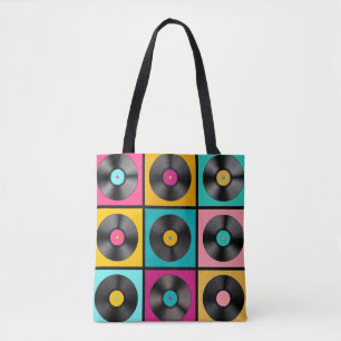 Vintage Vinyl Records Retro Background Tote Bag