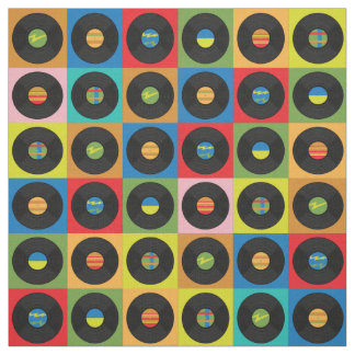Vintage Vinyl Records Retro Music Colorful Fabric